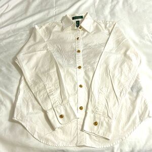 Lauren Ralph Lauren women’s with long sleeve fish embroidered bottom down shirt